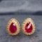 14k Gold 1.32 Ctw Natural Ruby & Diamond Earrings