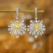 14k Gold 2.45 Ctw Natural Yellow Diamond & Diamond Earrings