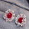 14k Gold 1.18 Ctw Natural Ruby & Diamond Earrings