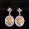 14k Gold 1.00 Ctw Natural Yellow Diamond & Diamond Earrings