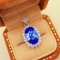 14k Gold 3.30 Ctw Natural Sapphire & Diamond Pendant