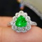 14k Gold 1.51 Ctw Vivid Green Natural Emerald & Diamond Ring