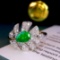 14k Gold 1.08 Ctw Vivid Green Natural Emerald & Diamond Ring