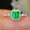 14k Gold 1.01 Ctw Vivid Green Natural Emerald & Diamond Ring