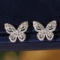 14k Gold 0.64 Ct Natural H Diamond & Butterfly Earrings