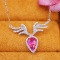 14k Gold 2.17 Ctw Natural Padparadscha Sapphire & Diamond Necklace