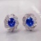 14k Gold 2.05 Ctw Natural Sapphire & Diamond Earrings