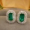 14k Gold 3.10 Ctw Vivid Green Natural Emerald & Diamond Earrings