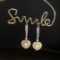 14k Gold 0.78 Ctw Natural Yellow Diamond & Diamond Earrings