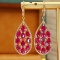 14k Gold 6.33 Ctw Intense Red Natural Ruby & Diamond Earrings