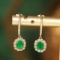 14k Gold 1.14 Ctw Vivid Green Natural Emerald & Diamond Earrings