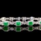 14k Gold 4.79 Ctw Vivid Green Natural Emerald & Diamond Bracelet