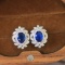 14k Gold 2.16 Ctw Natural Sapphire & Diamond Earrings