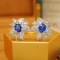 14k Gold 1.36 Ctw Natural Sapphire & Diamond Earrings