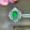 14k Gold 3.96 Ctw Vivid Green Natural Emerald & Sapphire Ring