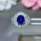 14k Gold 1.57 Ctw Vivid Blue Natural Sapphire & Diamond Ring