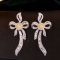 14k Gold 2.10 Ctw Natural Yellow Diamond & Diamond Earrings