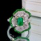 14k Gold 1.52 Ctw Vivid Green Natural Emerald & Diamond Ring