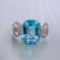 14k Gold 3.64 Ctw Natural Aquamarine & Diamond Ring