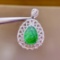 14k Gold 3.52 Ct Vivid Green Natural Emerald & Diamond Pendant