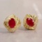 14k Gold 1.67 Ctw Natural Ruby & Diamond Earrings