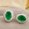 14k Gold 1.8 Ctw Vivid Green Natural Emerald & Diamond Earrings