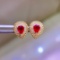 14k Gold 1.09 Ct Vivid Red Natural Ruby & Diamond Earrings