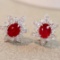 14k Gold 0.93 Ctw Vivid Red Natural Ruby & Diamond Earrings