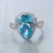 14k Gold 4.14 Ctw Natural Aquamarine & Diamond Ring