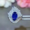 14k Gold 3.11 Ctw Vivid Blue Natural Sapphire & Diamond Ring