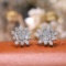 14k Gold 0.5 Ct Natural H Diamond & Flowers Earrings