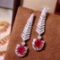 14k Gold 2.72 Ctw Vivid Red Natural Ruby & Diamond Earrings