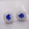14k Gold 2.12 Ctw Natural Sapphire & Diamond Earrings
