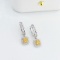 14k Gold 0.80 Ctw Natural Yellow Diamond & Diamond Earrings