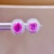 14k Gold 2.12 Ct Natural Padparadscha Sapphire & Diamond Earrings