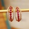 14k Gold 0.91 Ctw Vivid Red Natural Ruby & Diamond Earrings