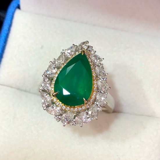 14k Gold 4.47 Ctw Vivid Green Natural Emerald & Diamond Ring/pendant