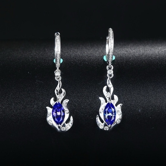14k Gold 1.58 Ctw Natural Tanzanite & Diamond Earrings