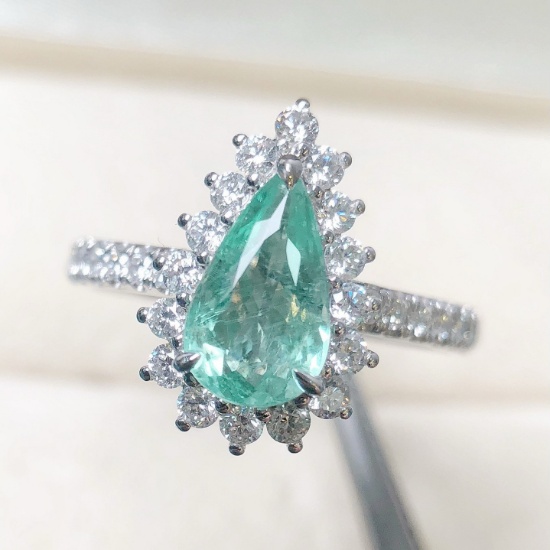 14k Gold 1.81 Ctw Natural Paraiba Tourmaline & Diamond & Cocktail Ring