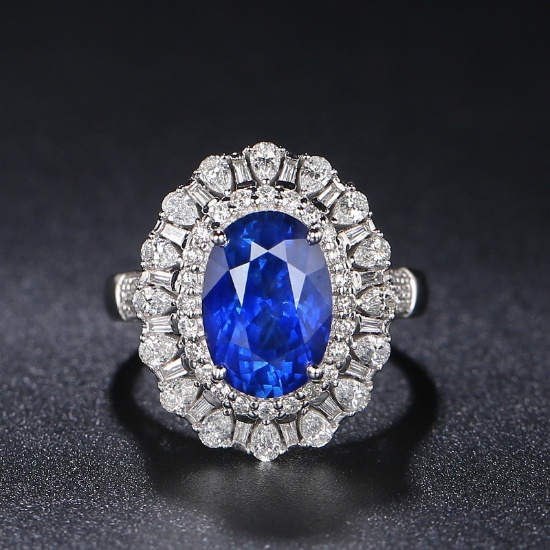 14k Gold 4.49 Ct Natural Sapphire & Diamond & Cocktail Ring/pendant
