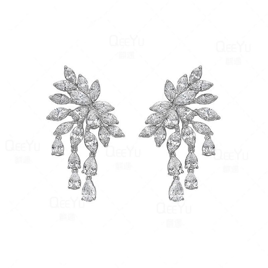 14k Gold 8.00 Ct Natural H Diamond Earrings