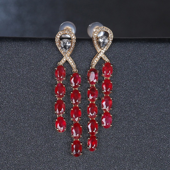 14k Gold 8.20 Ct Natural Ruby & Diamond Earrings