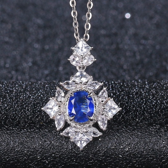 14k Gold 0.89 Ct Natural Sapphire & Diamond Pendant