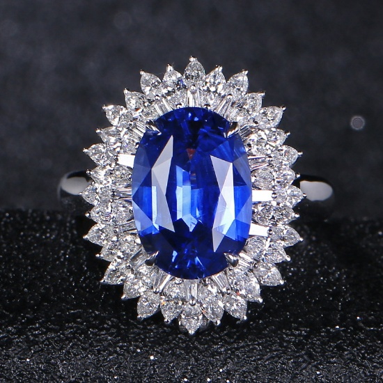 14k Gold 4.92 Ct Natural Sapphire & Diamond & Cocktail Ring/pendant