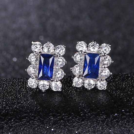 14k Gold 1.20 Ct Natural Sapphire & Diamond Earrings