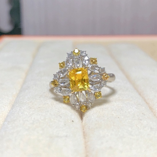 14k Gold 1.19 Ctw Natural Sapphire & Diamond & Cocktail Ring