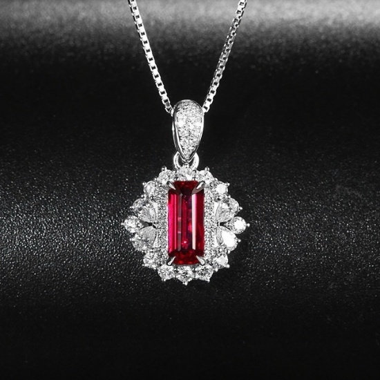 14k Gold 1.04 Ctw Vivid Red Natural Ruby & Diamond Pendant