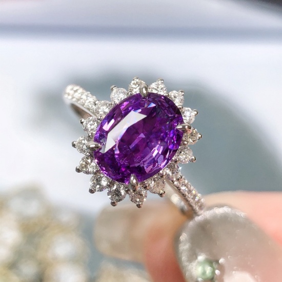 14k Gold 2.40 Ctw Natural Sapphire & Diamond & Cocktail Ring