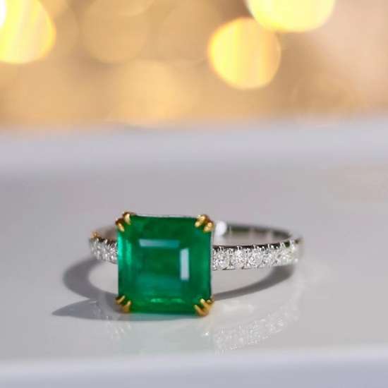 14k White Gold 2.76 Ctw Afghanistan Natural Emerald & Diamond Ring