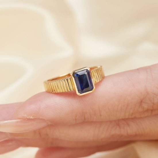 14k Yellow Gold 1.55 Ct Natural Sapphire & Diamond Ring